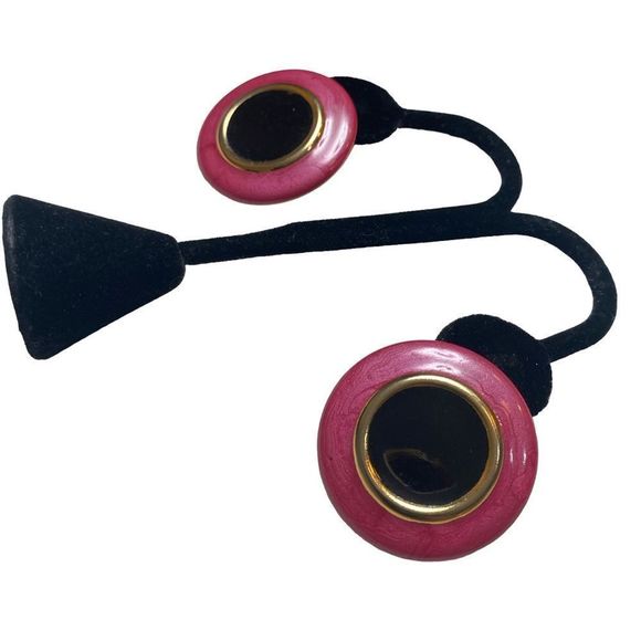Vintage Pink And Black Enamel Earrings - Picture 11 of 12